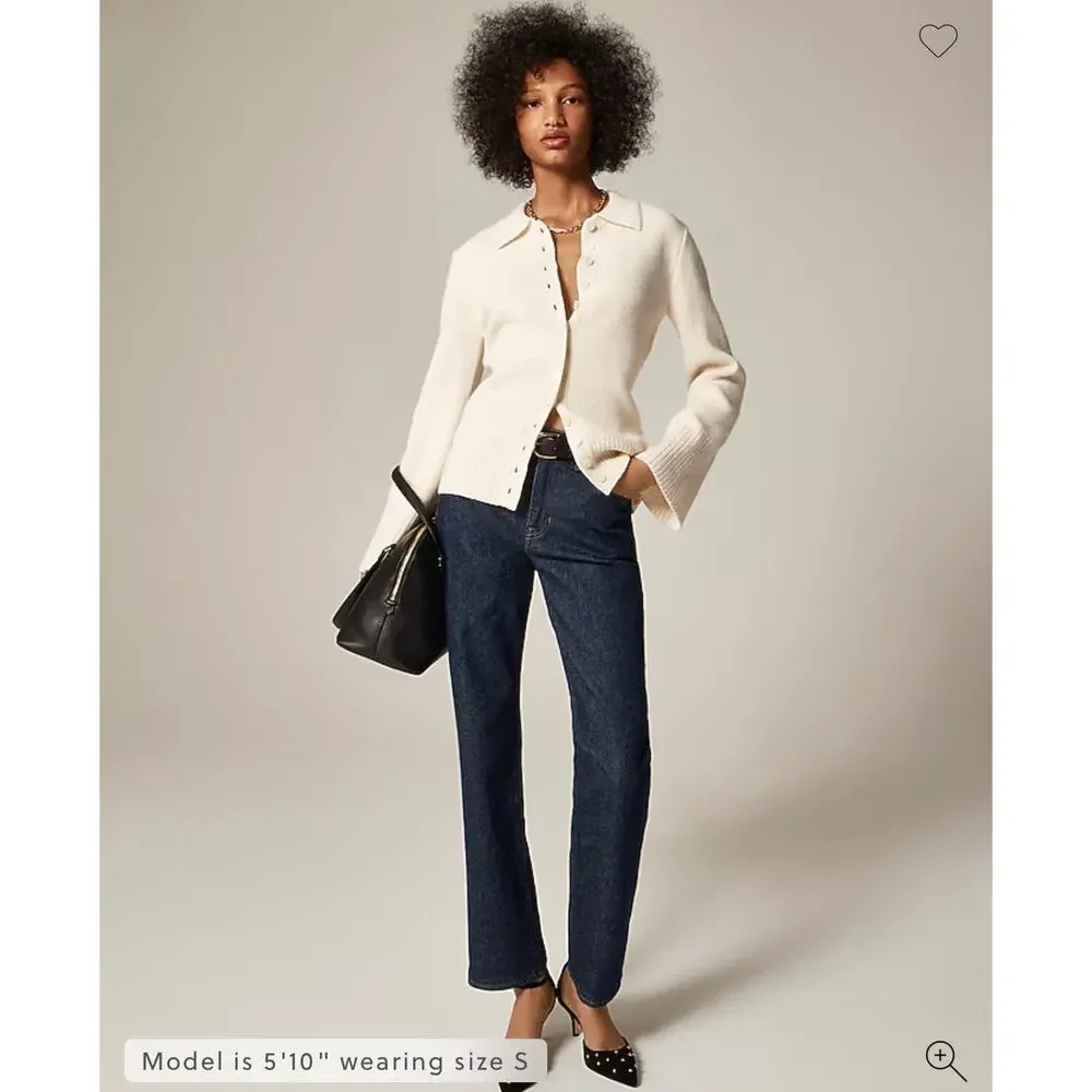 J. Crew Milano Stitch Cinched Waist Cardigan Ivory NWT size Small - Picture 1 of 8